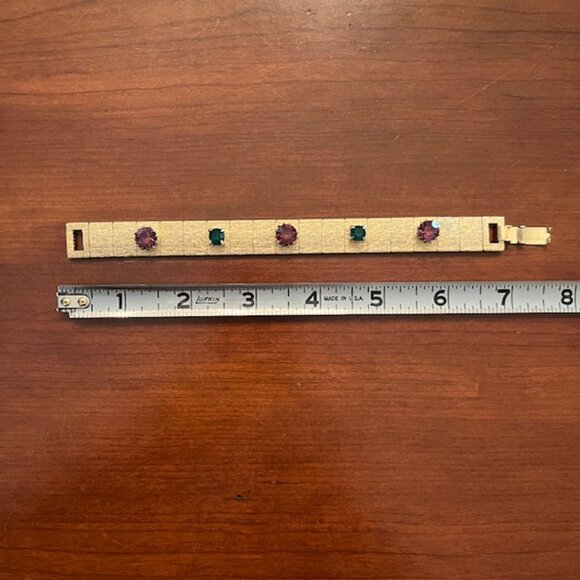 Vintage Act II Gold Tone Jeweled Bracelet - Picture 8 of 9